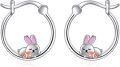 wholesale 925 Sterling Silver Hypoallergenic Rabbit Bunny Egg Huggie Hoop Earrings for Sensitive Ears-0-0