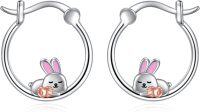 wholesale 925 Sterling Silver Hypoallergenic Rabbit Bunny Egg Huggie Hoop Earrings for Sensitive Ears-Rabbit