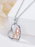 wholesale 925 Sterling Silver Crystal Family Love Forever Heart Pendant Necklace-0-1