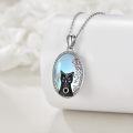 wholesale 925 Sterling Silver Moonstone Black Cat Pendant Gothic Witch  for Women-0-2