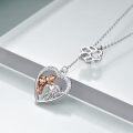 wholesale 925 Sterling Silver Heart-Shaped Locket with Angel and Dog Charm Necklace for Women & Teens-0-2