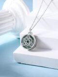 wholesale 925 Sterling Silver Celtic Knot Green Moss Agate Cremation Pendant Urn Necklace with Funnel and Fill Kit - Keepsake Jewelry for Ashes Memory Gift-0-1