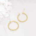 wholesale 925 Sterling Silver Gold Plated Bamboo Hoop Earrings for Women 30mm Diameter-0-3