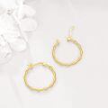 wholesale 925 Sterling Silver Gold Plated Bamboo Hoop Earrings for Women 30mm Diameter-0-3