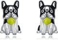 wholesale 925 Sterling Silver Black and White French Bulldog Dog Stud Earrings with Green Ball Pendant for Girls & Women-0-0