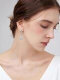 wholesale 925 Sterling Silver Cubic Zirconia Leverback Dangle Drop Halo Earrings for Women  Ideas-0-3