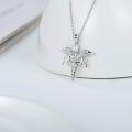 wholesale 925 Sterling Silver Caduceus Angel Wings RN Crystal Pendant Necklace-0-4