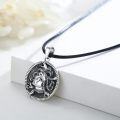 wholesale 925 Sterling Silver Round Medusa Head Snake Gothic Punk Leather Chain Men's Women's Necklaces Gifts for Him Her-0-4