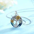 wholesale 925 Sterling Silver Sunflower Tree Of Life Blue Pendant Necklace-0-2