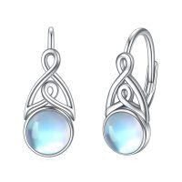 wholesale 925 Sterling Silver Celtic Knot Moonstone Drop Earrings-A-Celtic Knot Moonstone
