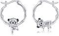 wholesale 925 Sterling Silver 3D Cartoon Koala Bamboo Branch Design Hoop Earrings Gift for Women-0-0