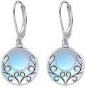 wholesale 925 Sterling Silver Round Blue Mother of Pearl Filigree Drop Earrings Gift for Women-0-0