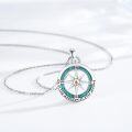 wholesale 925 Sterling Silver Compass Turquoise Pendant Necklace with Inspirational Message Go in the direction of your dreams - Christian Faith Jewelry for Women-0-2