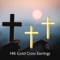 wholesale 14K Gold CZ Stone Cross Stud Earrings for Women Christian  Ideas-0-6
