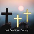 wholesale 14k Gold Cross Cubic Zirconia Stud Earrings For Women-0-6