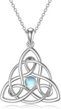 wholesale TOUPOP Celtic Knot Necklace Sterling Silver Luck Irish Pendant Necklace Birthday Christmas Moonstone Jewelry For Women -0-0