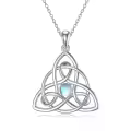 TOUPOP Sterling Silver Moonstone Celtic Knot Necklace Luck Irish Pendant Jewelry-0-0