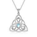 TOUPOP Sterling Silver Moonstone Celtic Knot Necklace Luck Irish Pendant Jewelry-0-0