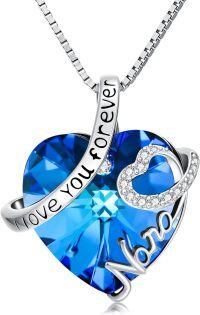 wholesale 18K Gold Plated Sterling Silver Crystal Heart Necklace for Nana Grandma Gift - 0.75 Pendant, Hypoallergenic Jewelry for Women Mom Birthday Christmas-Nana