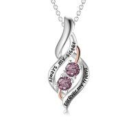 wholesale 925 Sterling Silver Twisted Pendant With Purple Stones-10-Oct-Pink-Always My Sister Forever My Friend-10-10-Oct-Pink-Always My Sister Forever My Friend-10