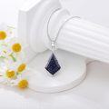 wholesale 925 Sterling Silver Cubic Zirconia Accent Triangle Pendant with Lapis Lazuli and Blue Stone Elements Necklaces-0-17