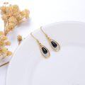 wholesale 14K Gold Teardrop Black Onyx Drop Earrings for Women - Valentines Day Gifts-0-2