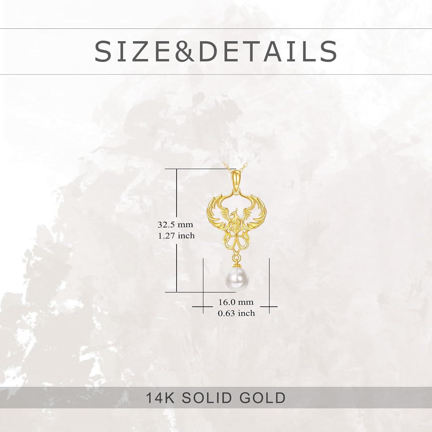 14K Gold Phoenix Pendant Necklace Bird of New Beginnings Nirvana Rebirth Jewelry Gift for Women-0-4