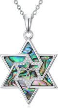 wholesale Abalone Star Of David Necklace For Women 925 Sterling Silver Magen David Necklace Chai/cross/evil Eye Pendant Star Of David Jewelry Christmas Gifts -0-0