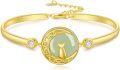 wholesale 14K Gold Plated Sterling Silver Jade Bracelet for Women Lotus Sunflower Tree of Life Hummingbird Dragonfly Bee Butterfly Cat Birthday Mothers Day Gifts for Mom Grandma-0-0