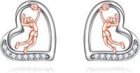 wholesale 925 Sterling Silver Sports Basketball Player Heart Stud Earrings s for Women-Volleyball