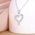 wholesale 925 Sterling Silver Double Open Heart Pendant with Cubic Zirconia Necklaces for Women s 45cm Chain Length-0-2