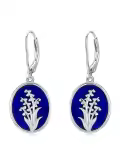 wholesale 925 Sterling Silver Lapis Lazuli Lily of the Valley Leverback Drop Earrings Floral Jewellery Gifts for Women-0-0