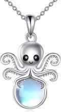 wholesale 925 Sterling Silver Octopus Pendant with Moonstone Necklaces for Women and Girls s 48cm Chain Length-0-0