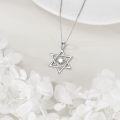 wholesale 925 Sterling Silver Star of David Necklace with Hexagram Charm Pendant for Women Girls  45cm Chain Length-0-1