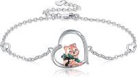 wholesale 925 Sterling Silver Heart-Shaped Charm Bracelet with Pink Bear Pendant for Women Girls - Fashionable and Adorable  Idea-Red panda