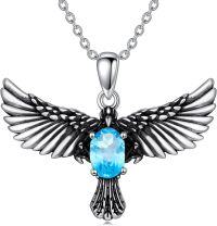 wholesale 925 Sterling Silver Birthstone Eagle Necklace for Women-March