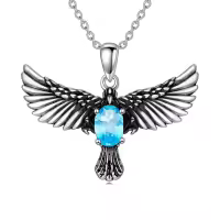 wholesale 925 Sterling Silver Birthstone Eagle Necklace for Women-March