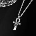 wholesale 925 Sterling Silver Ankh Eye of Horus Pendant with 24 Wheat Chain-0-3