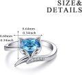 wholesale Sterling Silver Simulated Aquamarine Crystal Fox Ring for Women Adjustable Fox Tail Open Ring Birthday Anniversary Gift for Fox Lovers-0-4