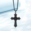 wholesale  Black Gothic Cross Necklace with Floral Design and Virgin Mary Centerpiece for Men & Women - Religious s-0-2