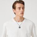 wholesale 925 Sterling Silver Star Of David Necklace Black Gold Plated Turquoise Inlay Chai Pendant-0-5