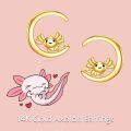wholesale Gold 14K Moon Stud Earrings with Axolotl Design - Cute Animal Jewelry for Women-0-1