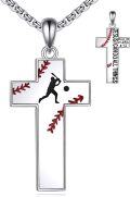 wholesale 925 Sterling Silver Cross with Baseball Design Pendant for Men's Necklaces-0-0
