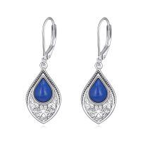 wholesale 925 Sterling Silver Lapis Lazuli Teardrop Filigree Leverback Earrings Jewelry-I-filigree lapis lazuli