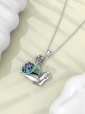 TOUPOP Sterling Silver Abalone Shell Bat Cat Snail Ghost Pendant Necklace-0-3