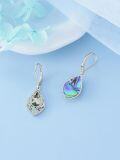 wholesale 925 Sterling Silver Turquoise & Abalone Shell Teardrop Filigree Dangle Earrings Gift for Mom Wife Girlfriend-0-17