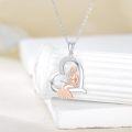 wholesale 925 Sterling Silver Musical Mermaid Pendant Necklace with Heart-Shaped Stone and Crystal Accents-0-1