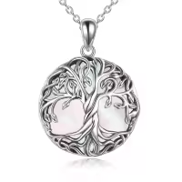 wholesale 925 Sterling Silver Abalone Shell Tree of Life Pendant Necklace - Irish s for Women-Mother of Pearl Tree of Life