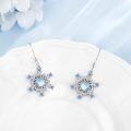 wholesale 925 Sterling Silver Blue Moonstone Snowflake Drop Earrings for Women Girls -0-4