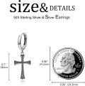 wholesale 925 Sterling Silver & Black Gold Plated Cross Huggie Hoop Earrings for Men and Women-0-3